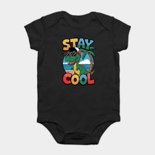Stay Cool Dino Beach Kids Design Baby Bodysuit